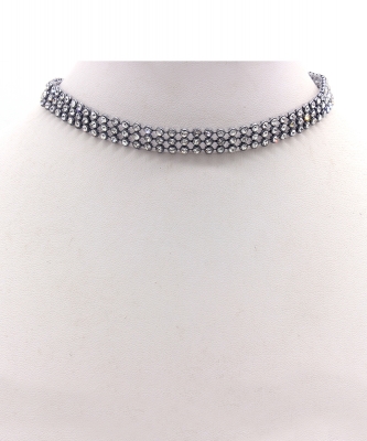 Clear Stone Choker Necklace NB300577 BLACK